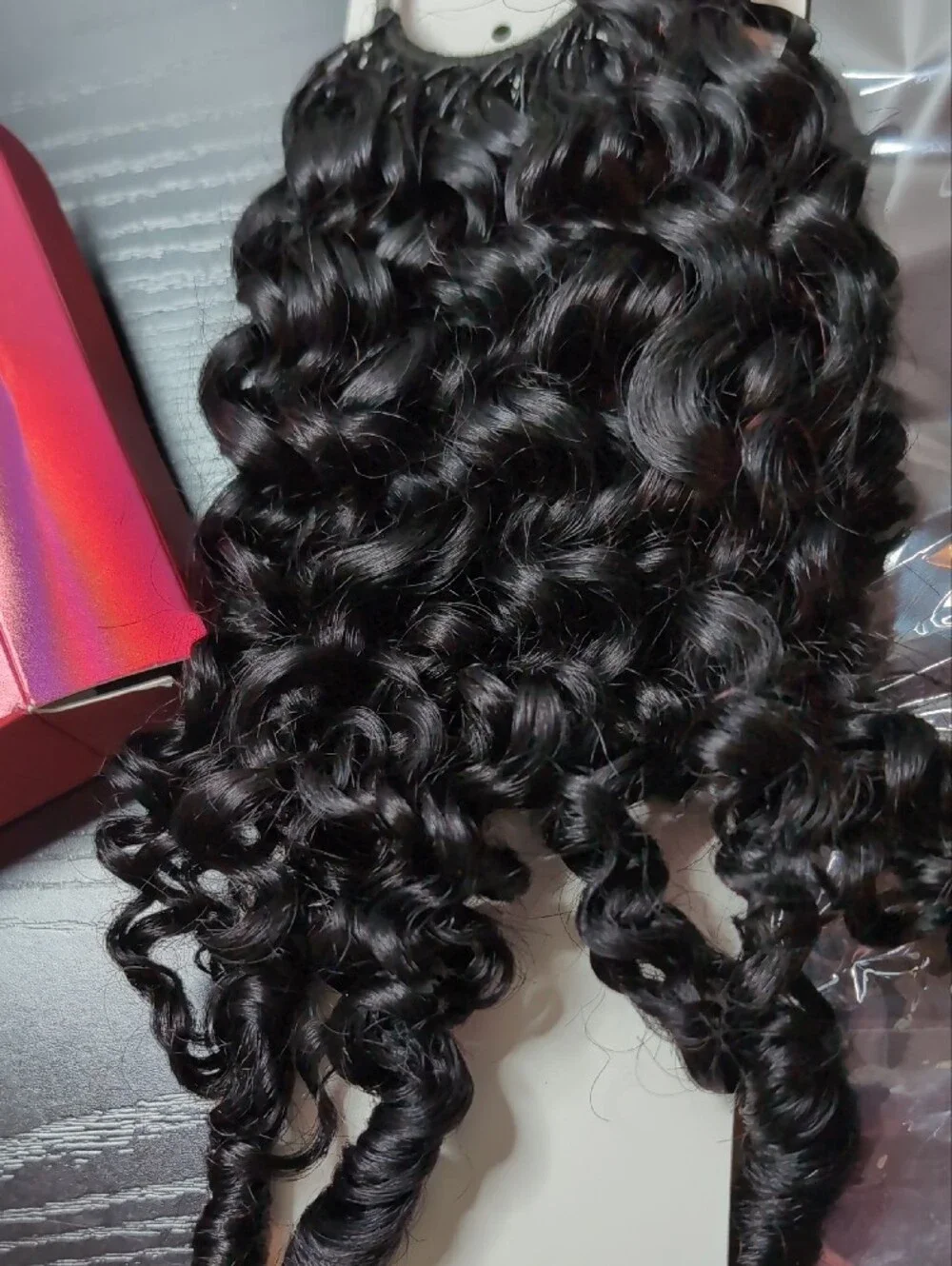14-in 60 G Burmese Curly Feather Crochet Human Hair Natural Black Preseparated